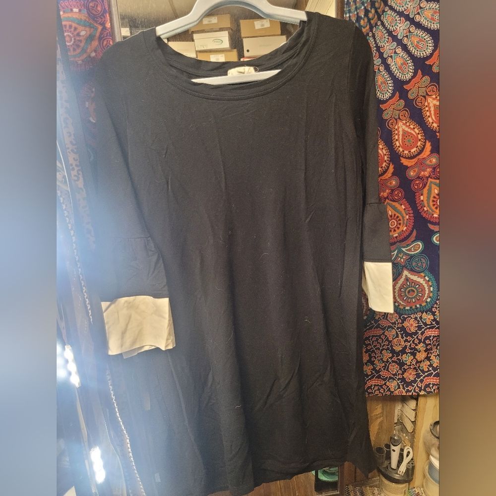 Black Dress with Bell white sleeves